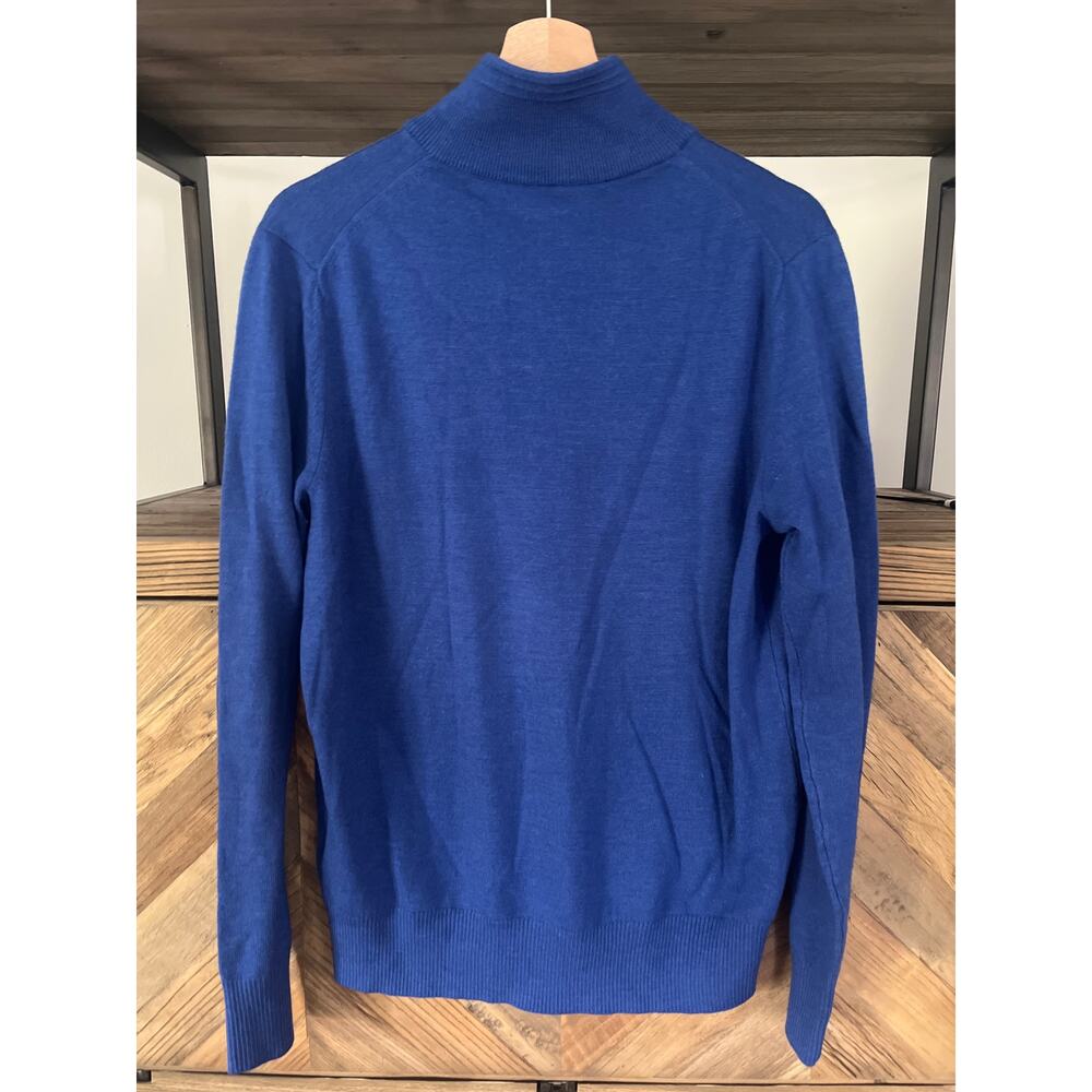 Banana Republic Mens Quarter Zip Extra Fine Merino Wool Sweater Blue Size Medium - Picture 4 of 5